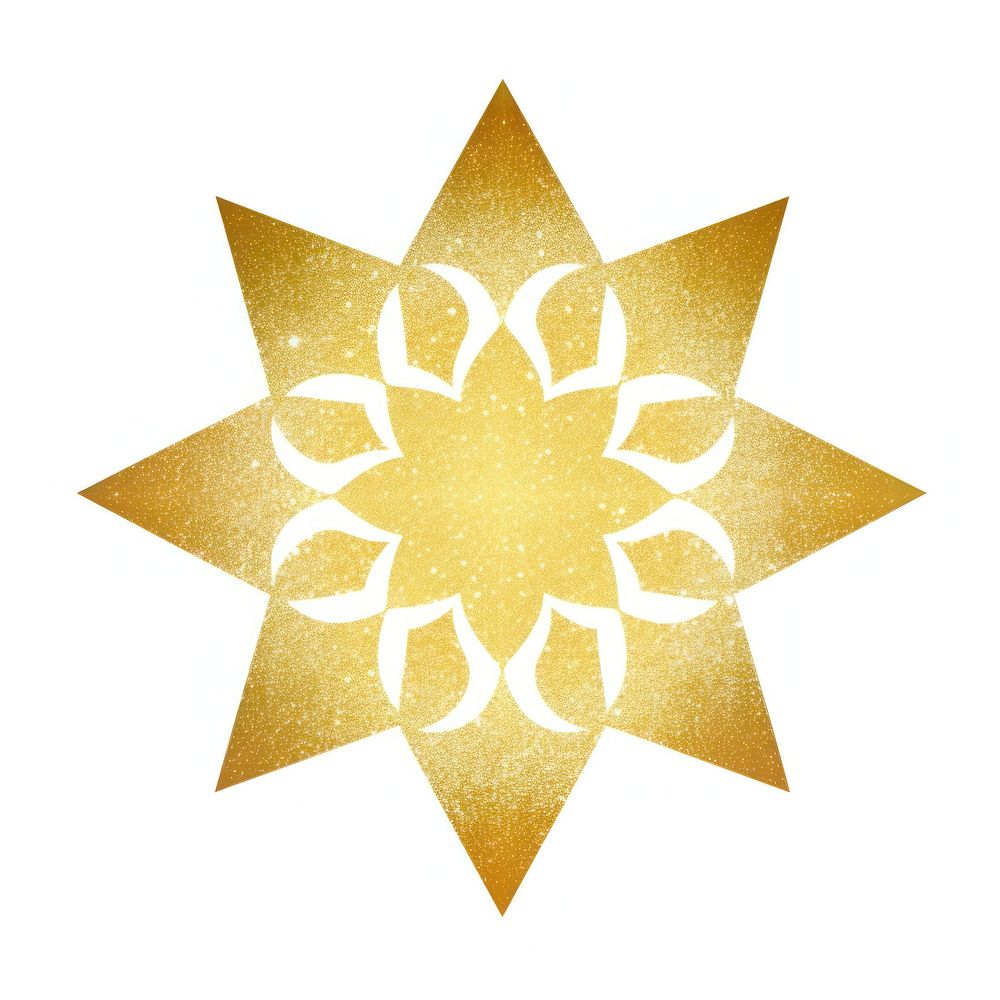 Gold color octagram icon symbol shape white background.