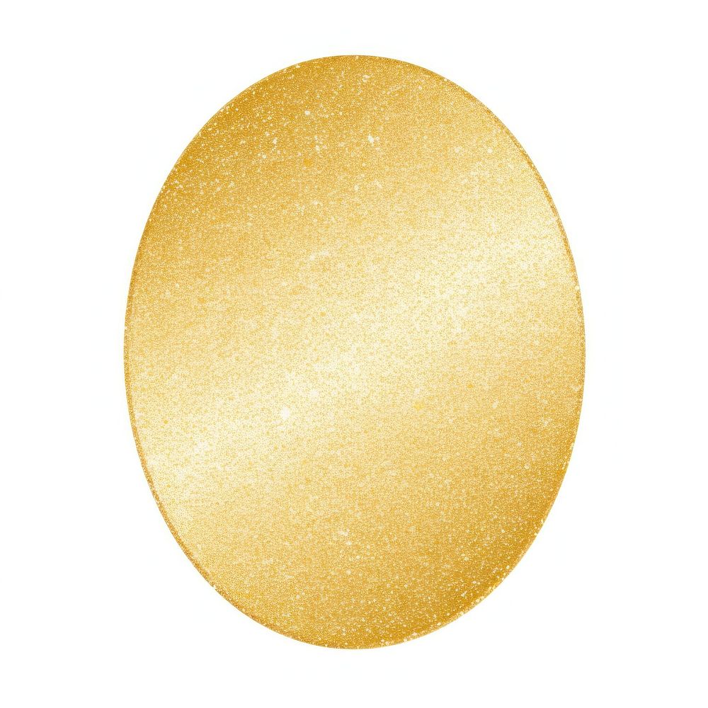 Gold color Oval icon glitter shape white background.