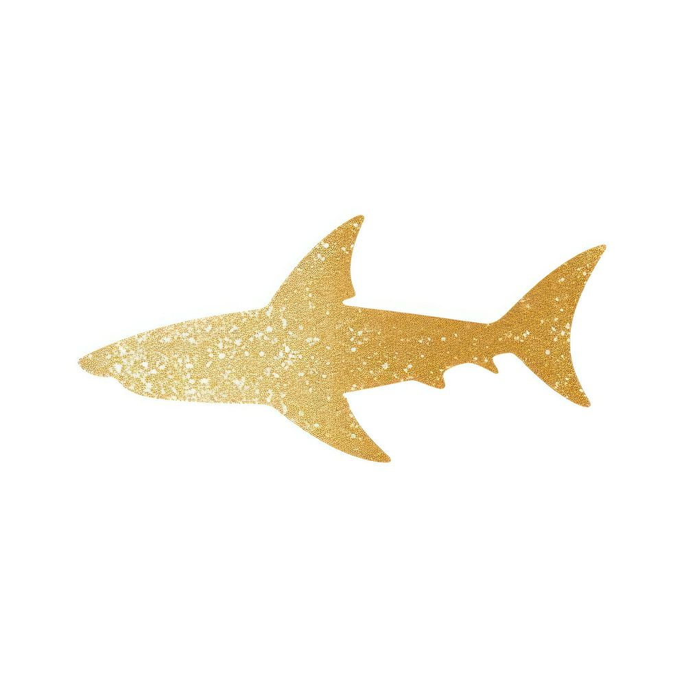 Gold color shark icon animal fish white background.
