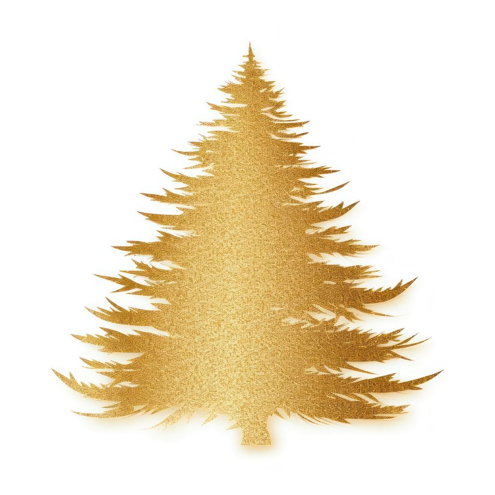 Gold color pine tree icon christmas plant shape.