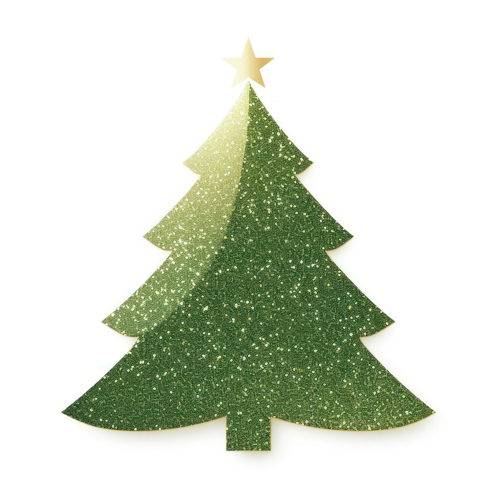 Green color Christmas tree icon christmas glitter shape.
