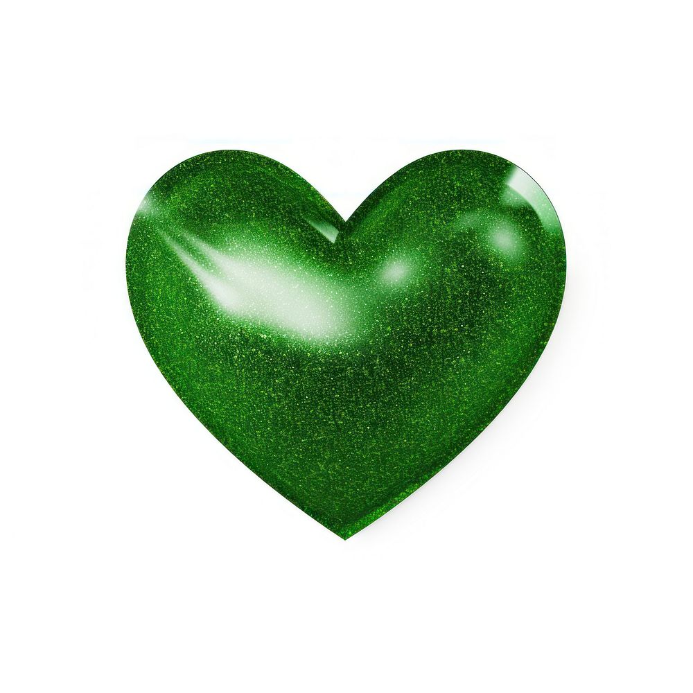 Green color heart icon jewelry shape white background.