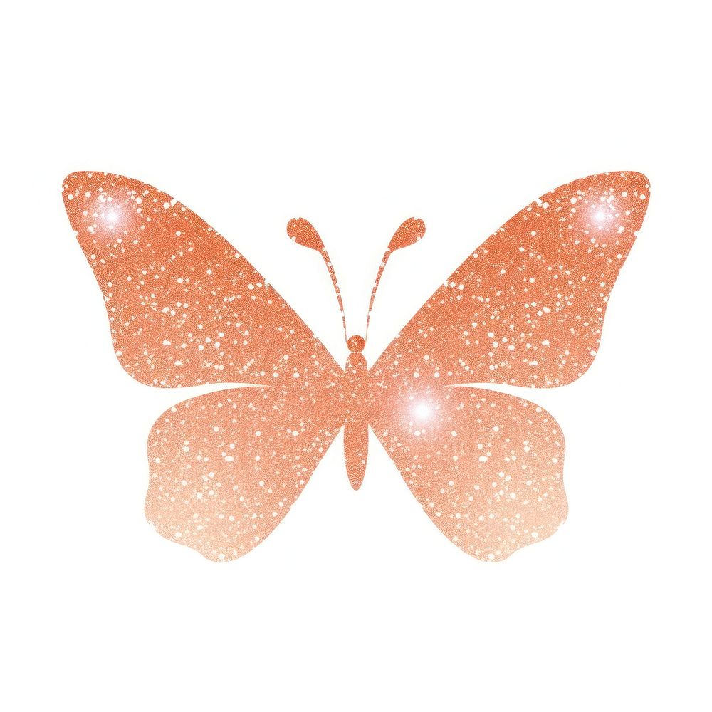 Peach color butterfly icon petal art white background.