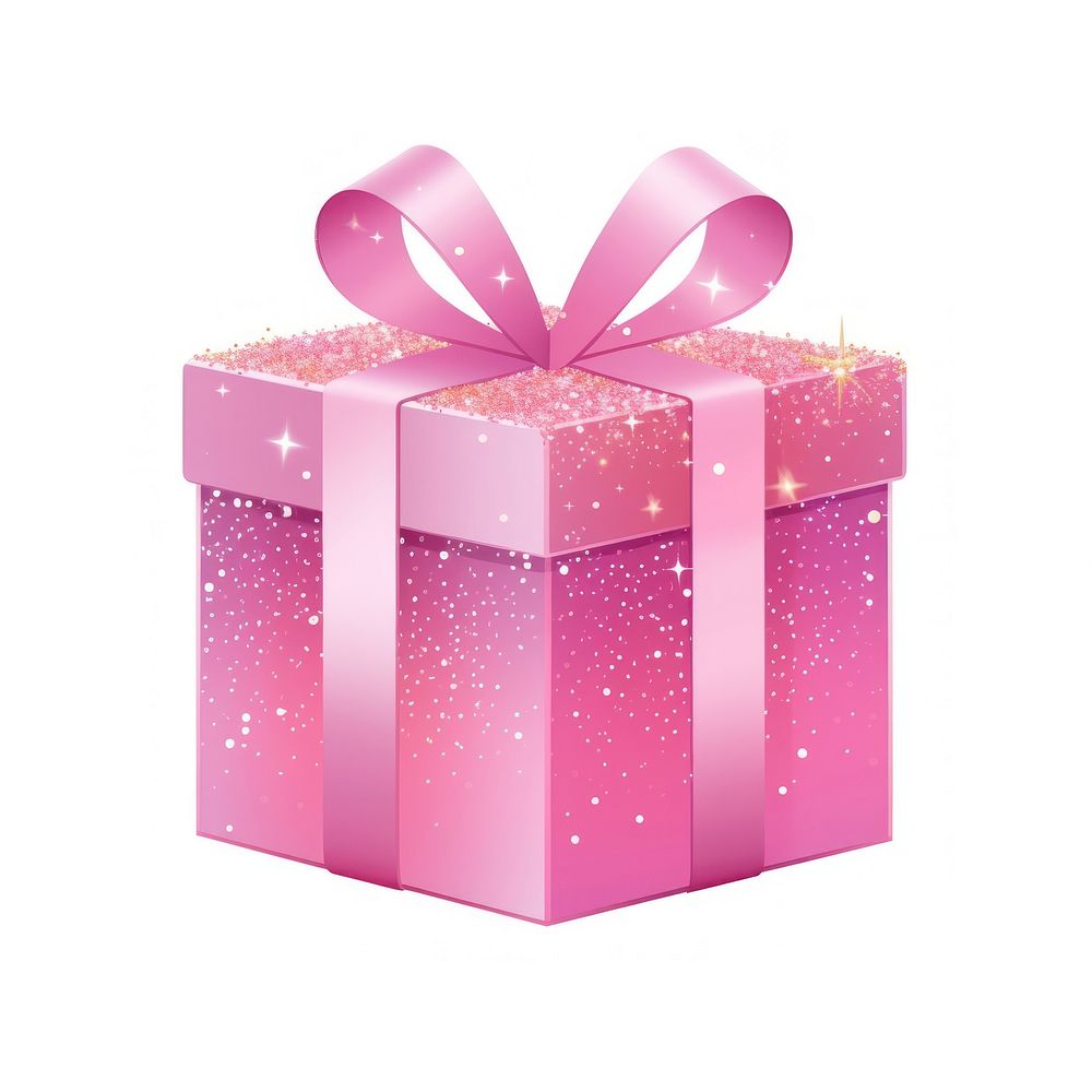 Pink color gift box icon white background celebration anniversary.
