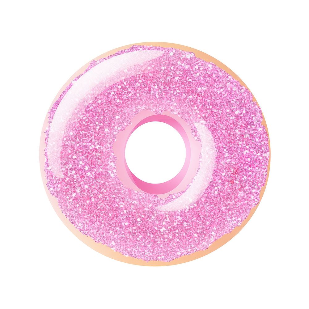 Pink color donut icon shape food white background.