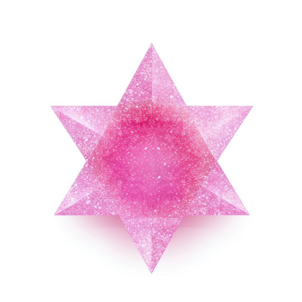 Pink color octagram icon glitter shape white background.