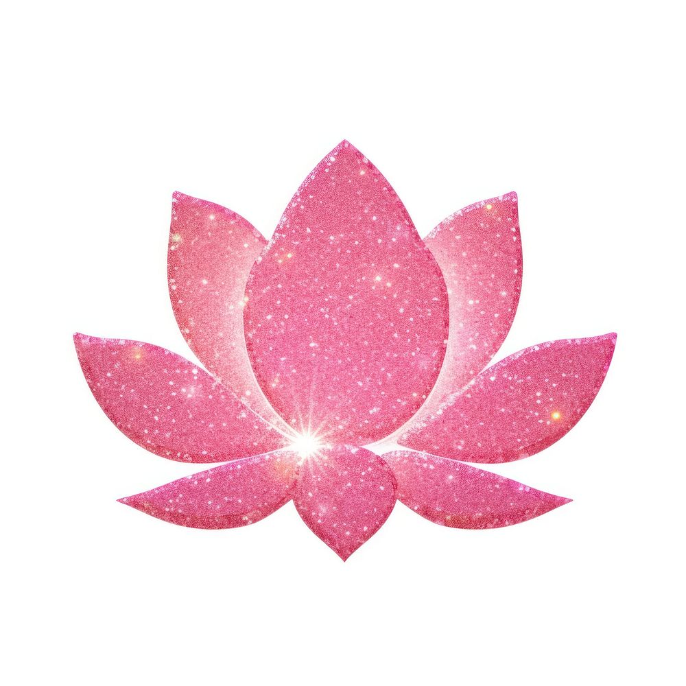 Pink color lotus icon glitter flower petal.