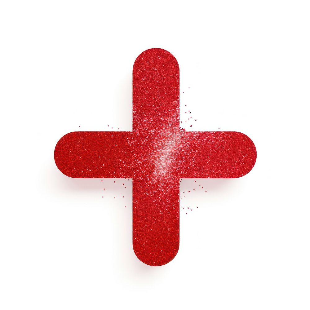 Red color plus icon symbol shape white background.