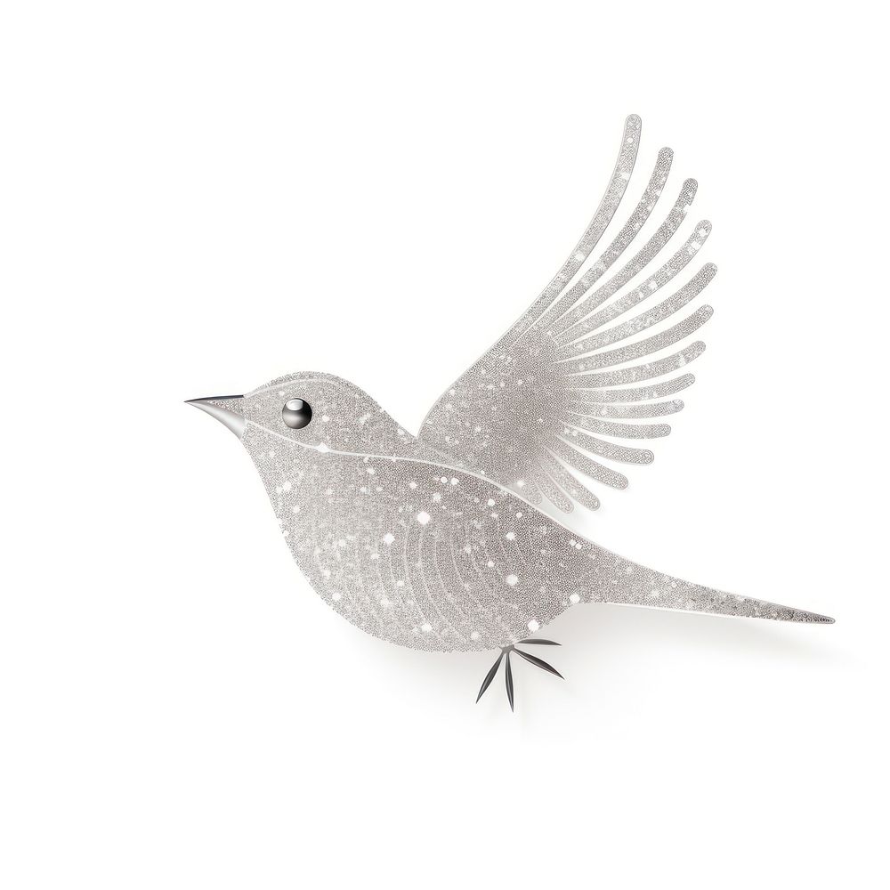 Silver color bird icon drawing animal sketch.