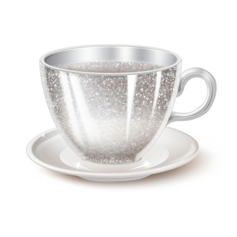 Silver color coffee cup icon saucer drink mug.
