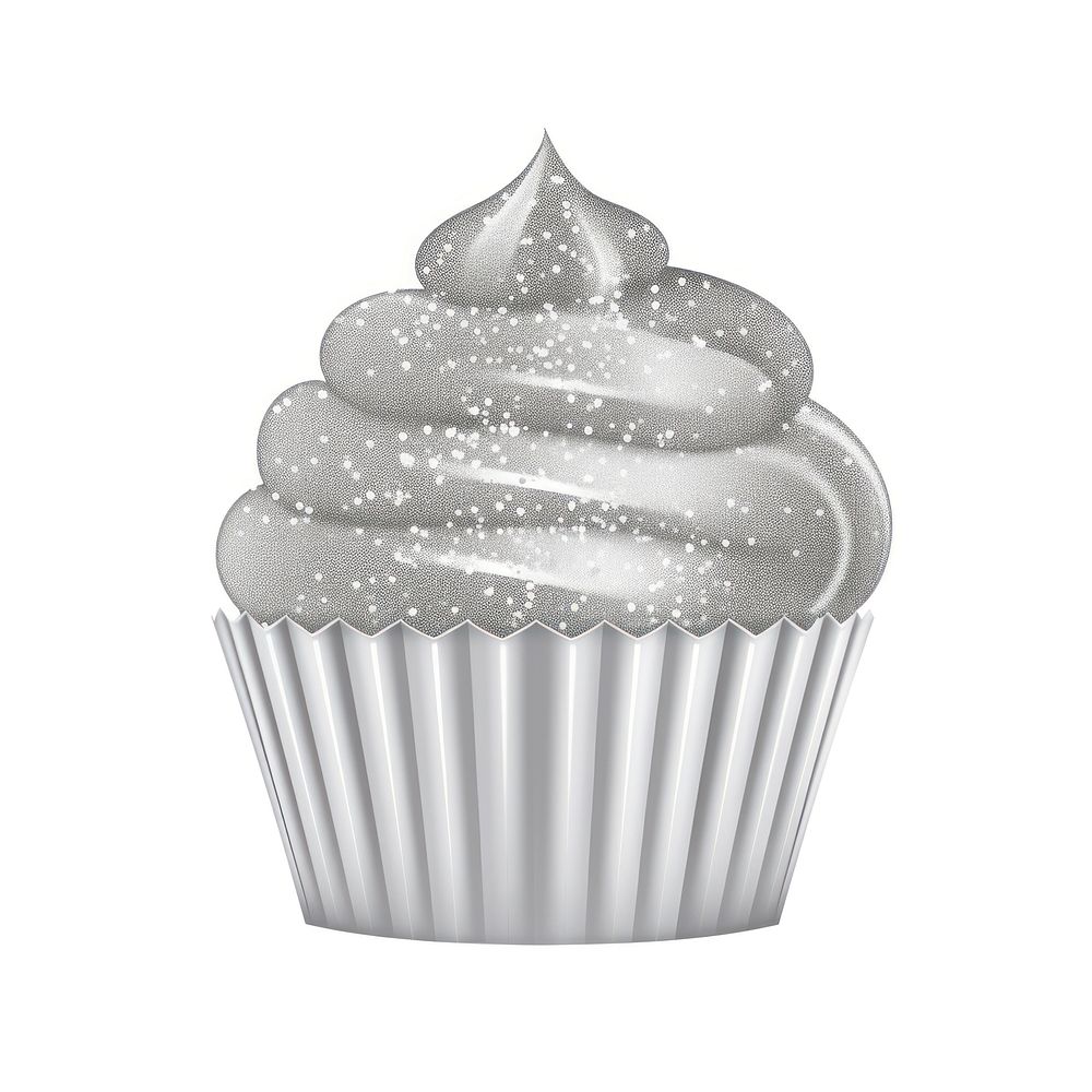 Silver color cupcake icon dessert icing cream.