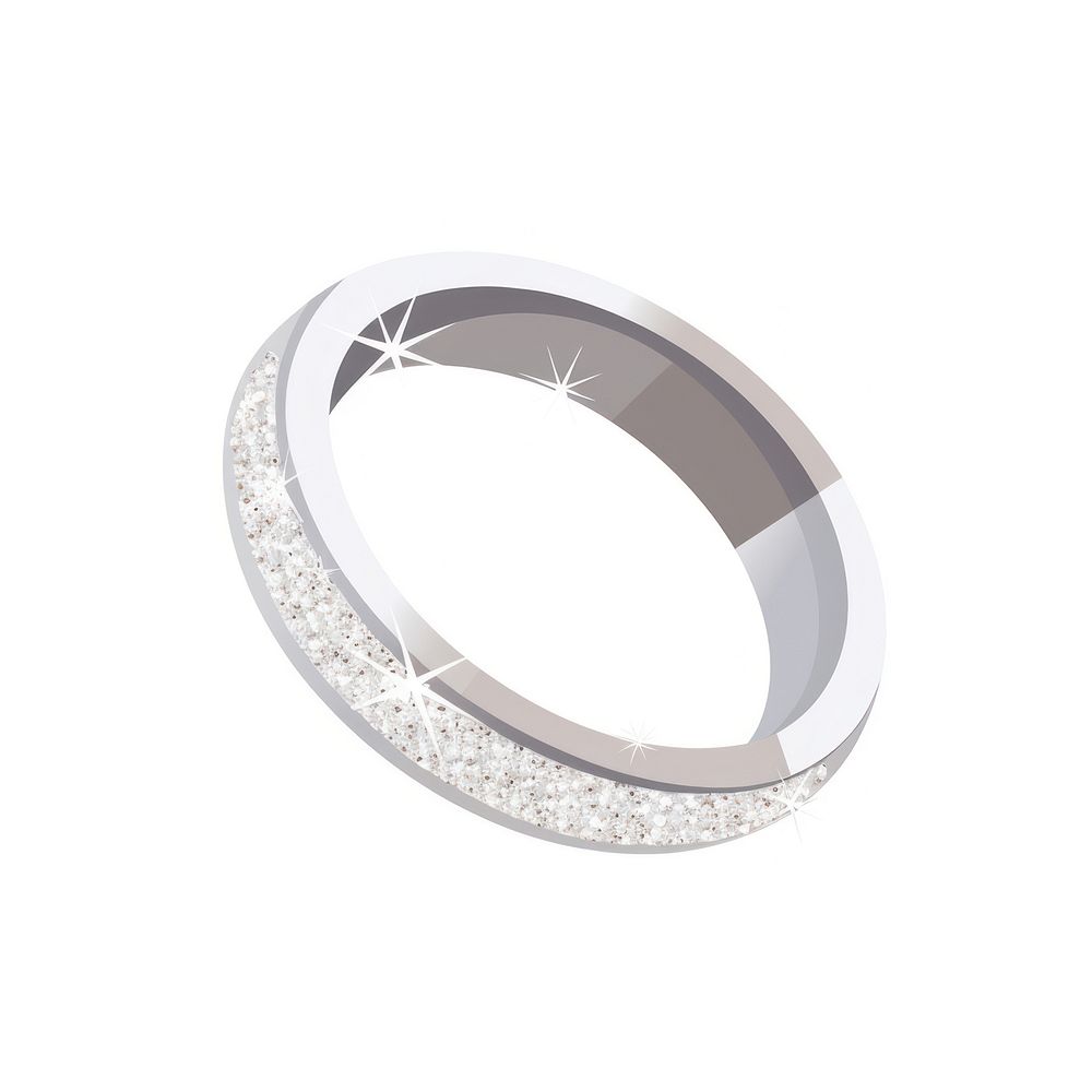 Silver color diamond ring icon platinum jewelry shape.