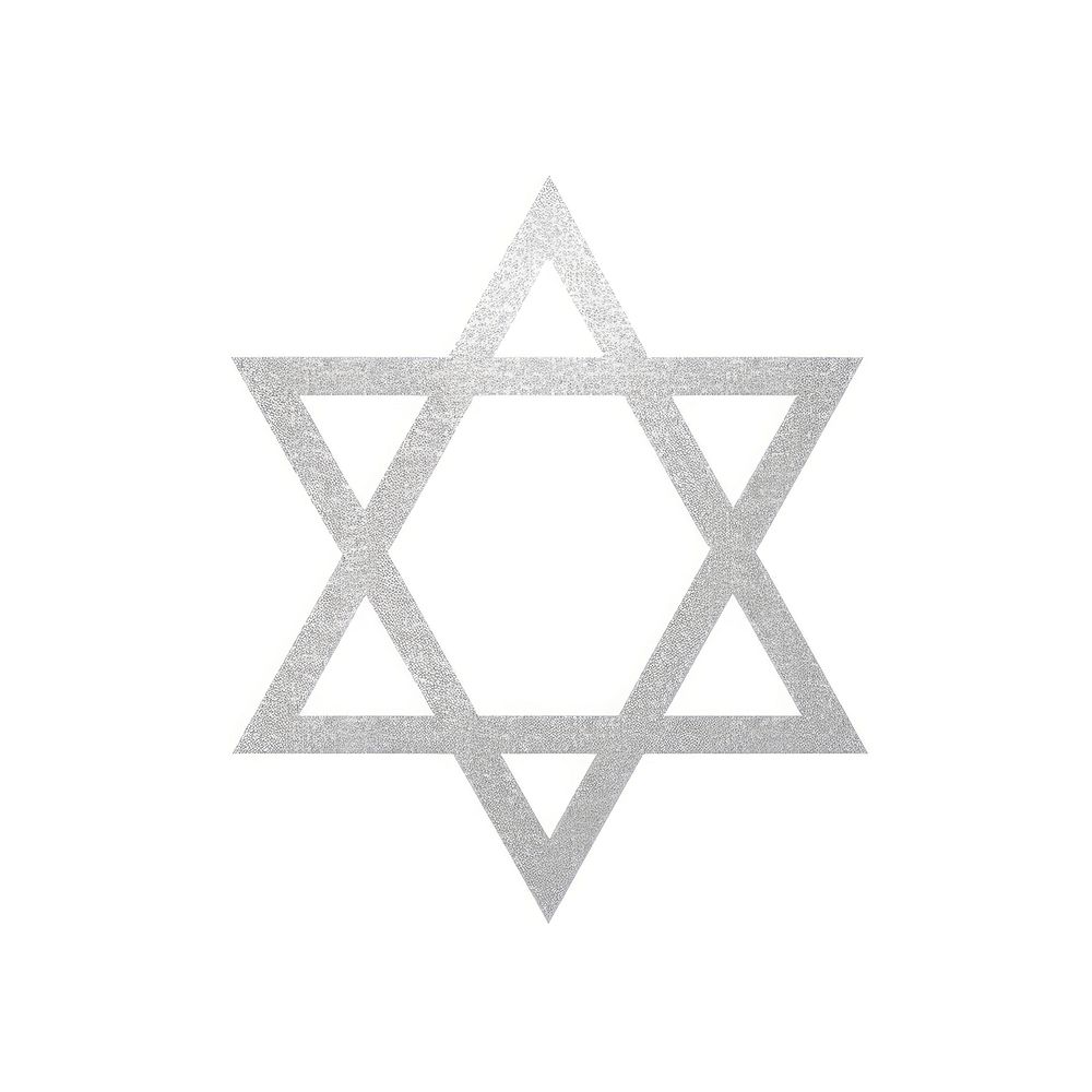 Silver color hexagram icon symbol shape white background.