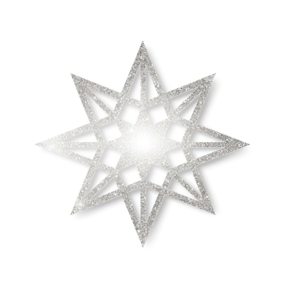 Silver color octagram icon shape white white background.