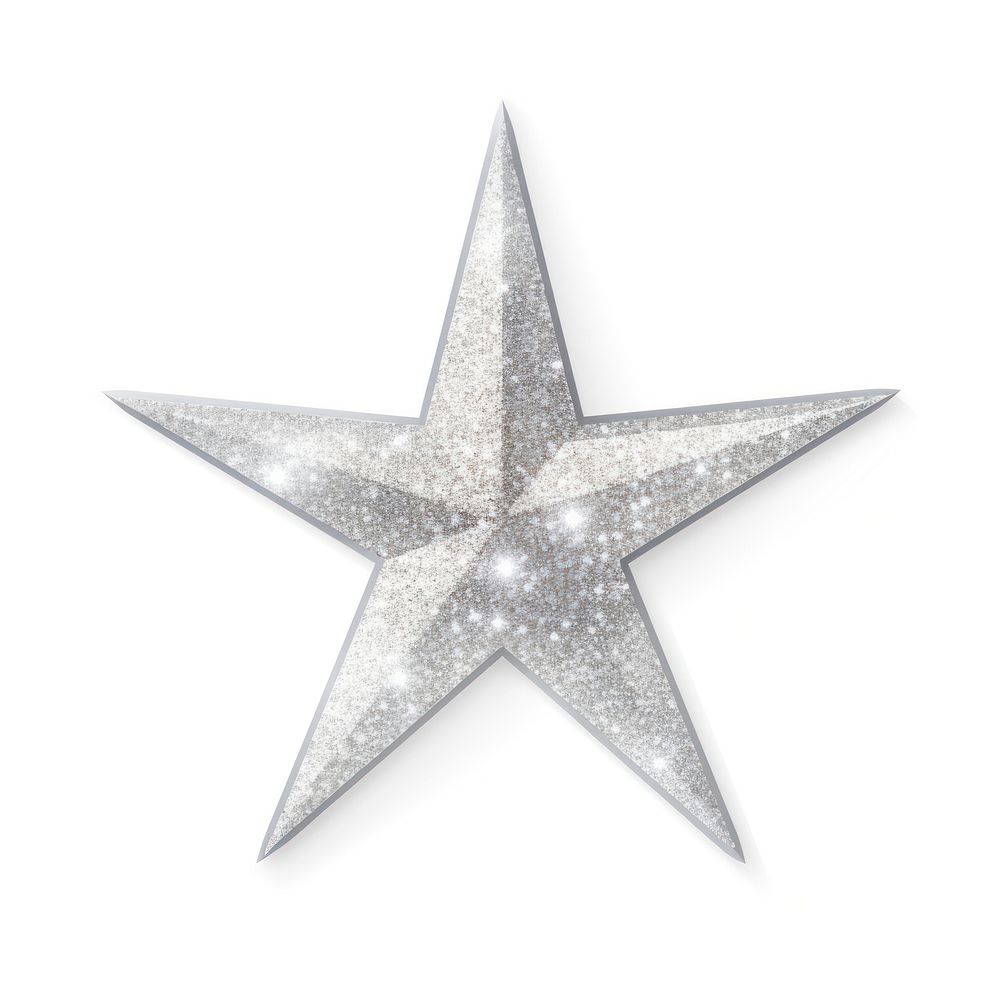 Silver color star icon shape white background celebration.