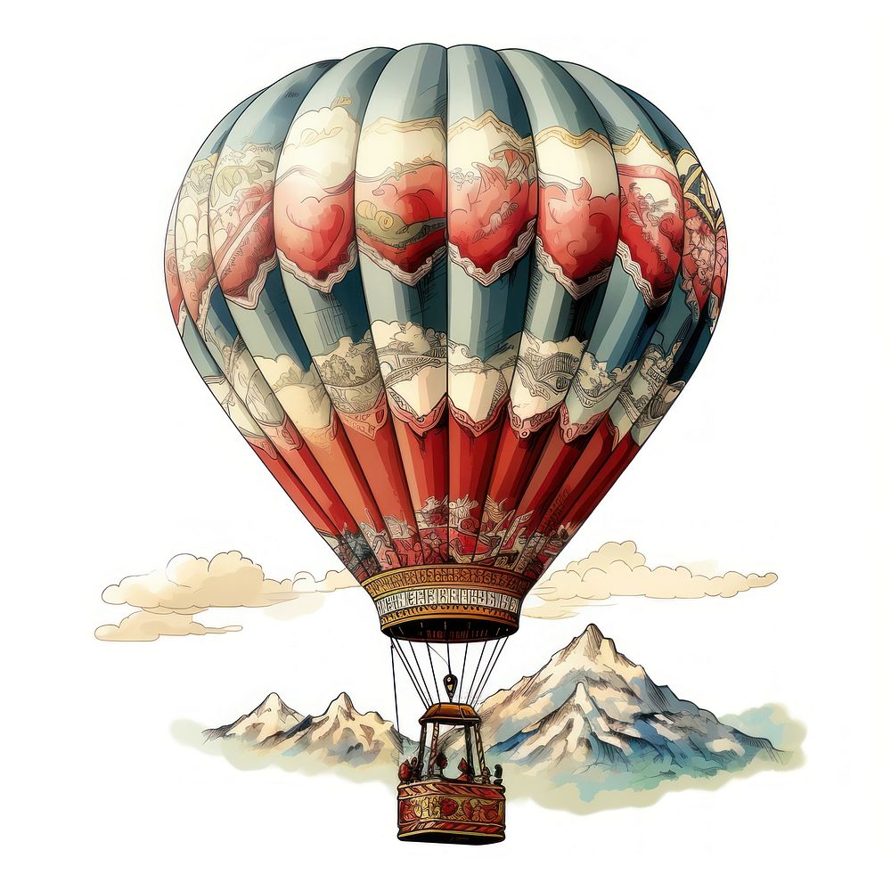 Ukiyo-e style hot air balloon | Premium Photo Illustration - rawpixel