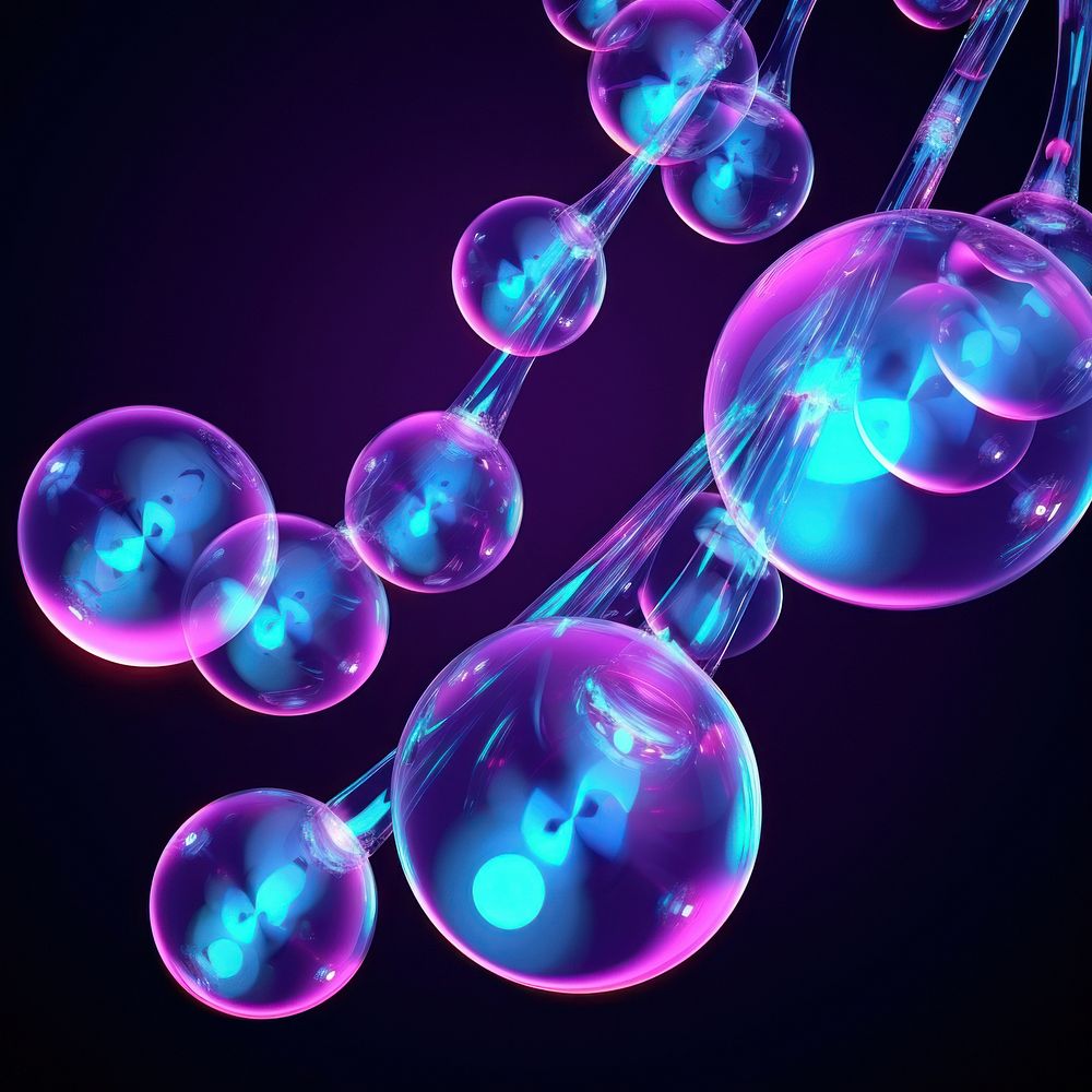 Bubbles floating light purple biotechnology.