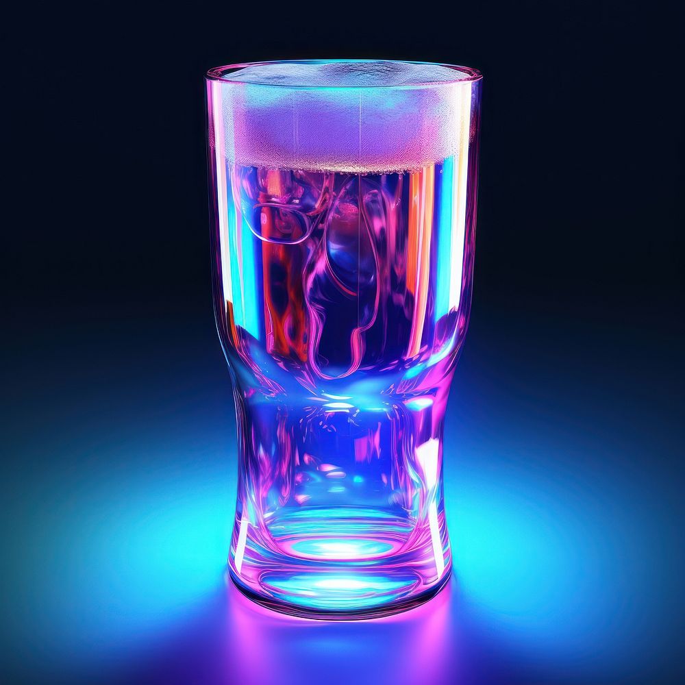 Beer glass light drink illuminated.