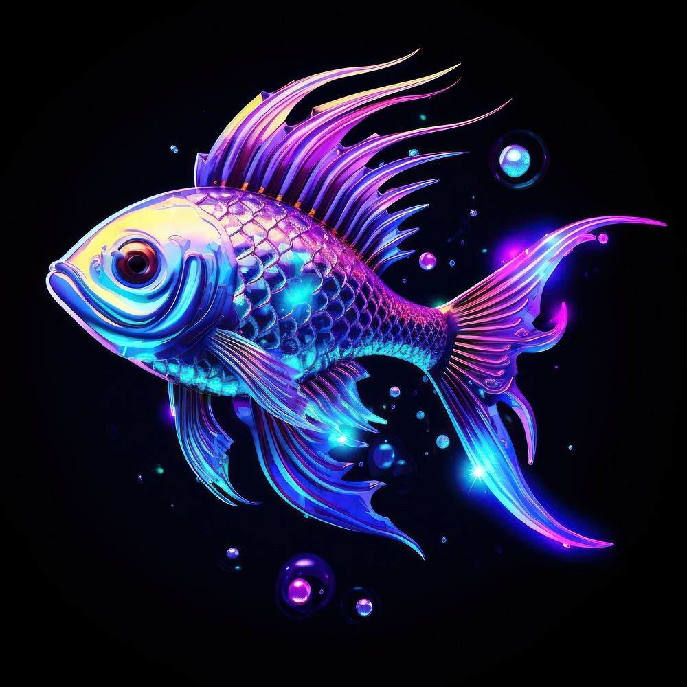 Fish animal illuminated futuristic.