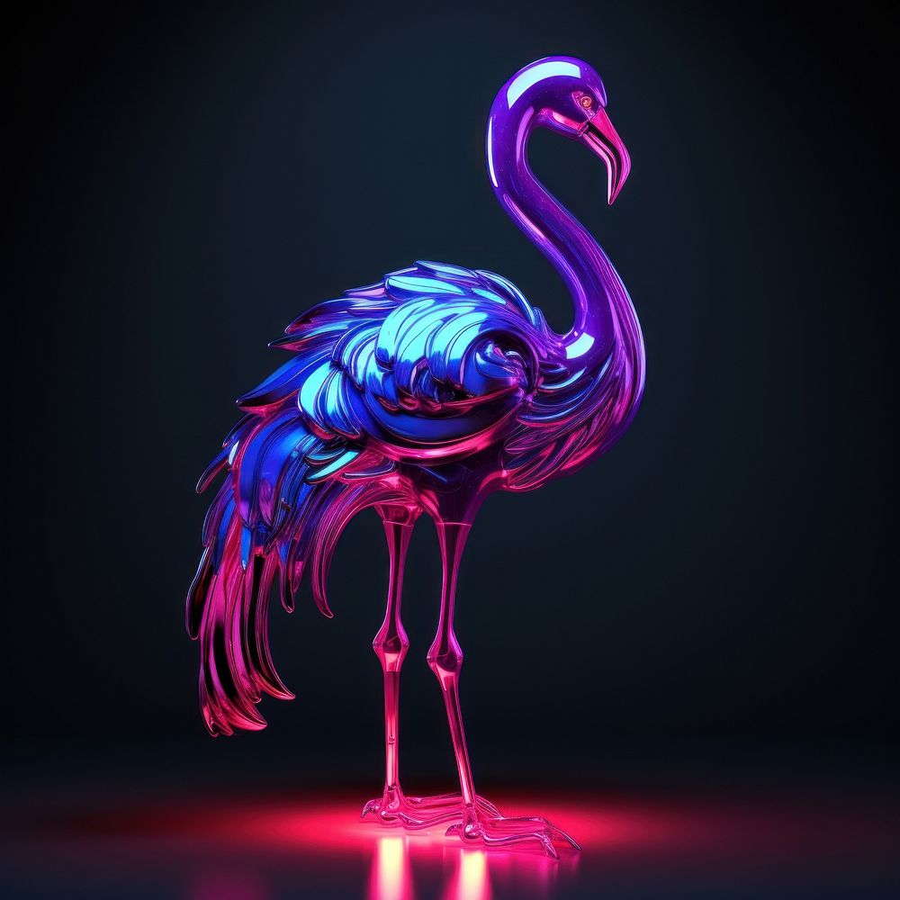 Flamingo animal light neon.