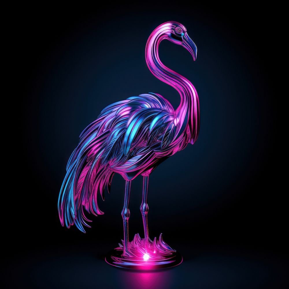 Flamingo animal bird illuminated.