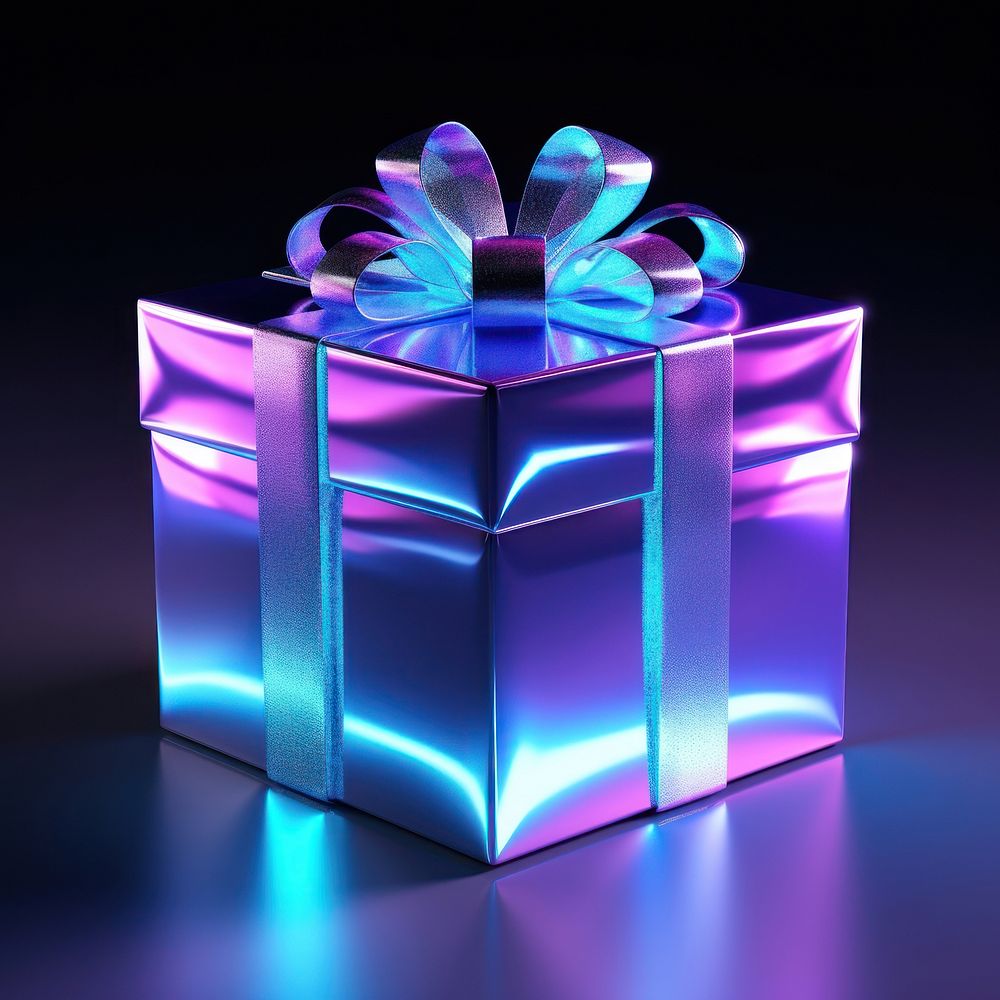 Gift box light shiny neon.