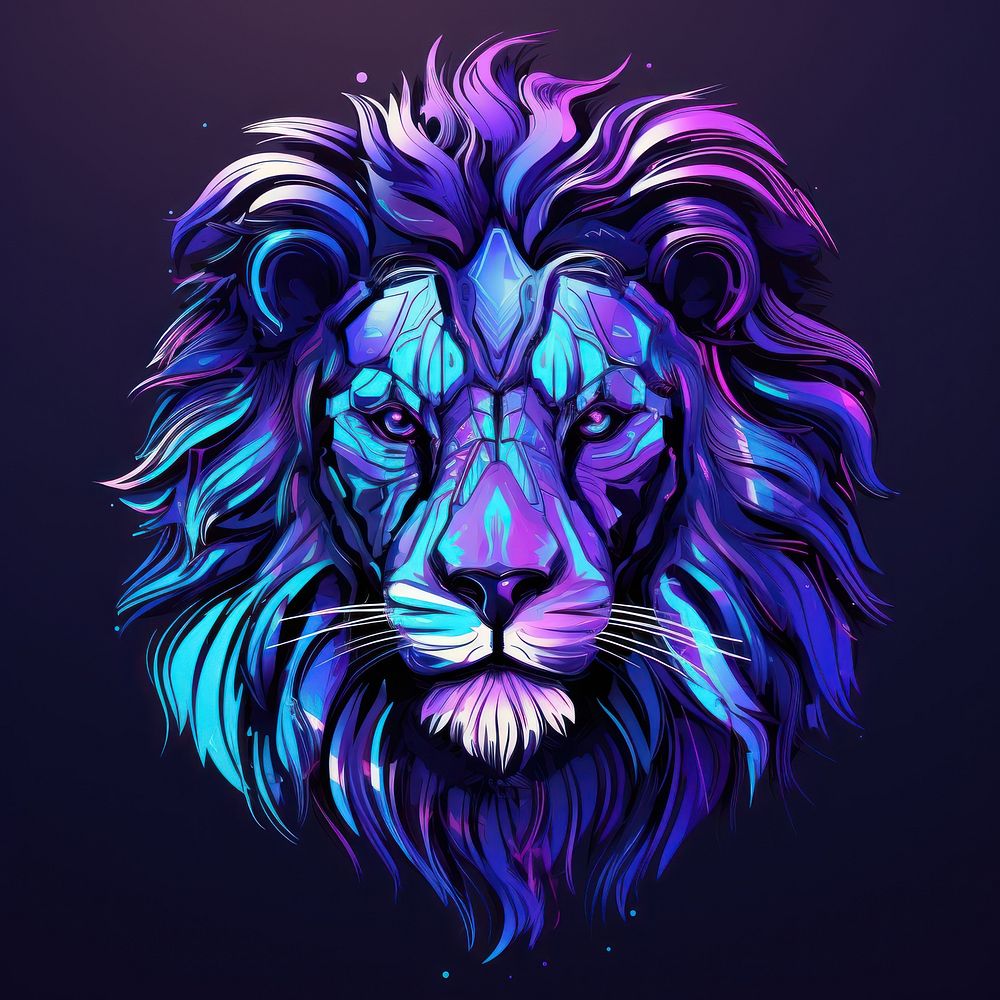 Lion mammal purple creativity.