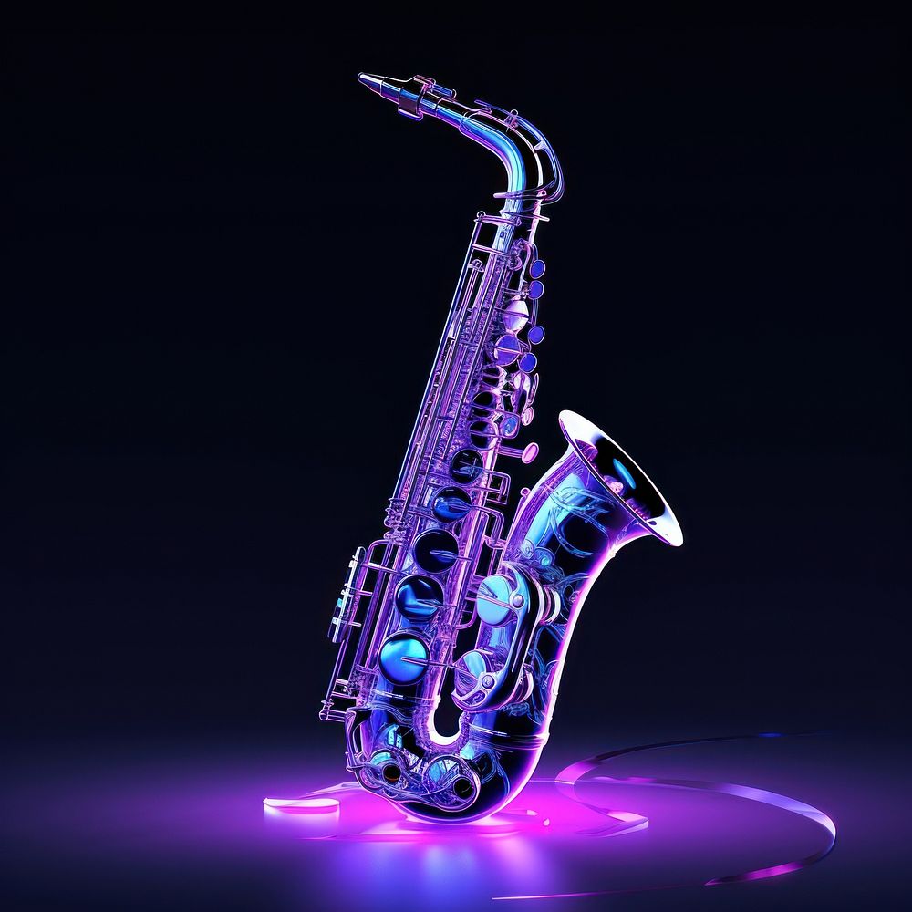 Saxophone light illuminated performance.