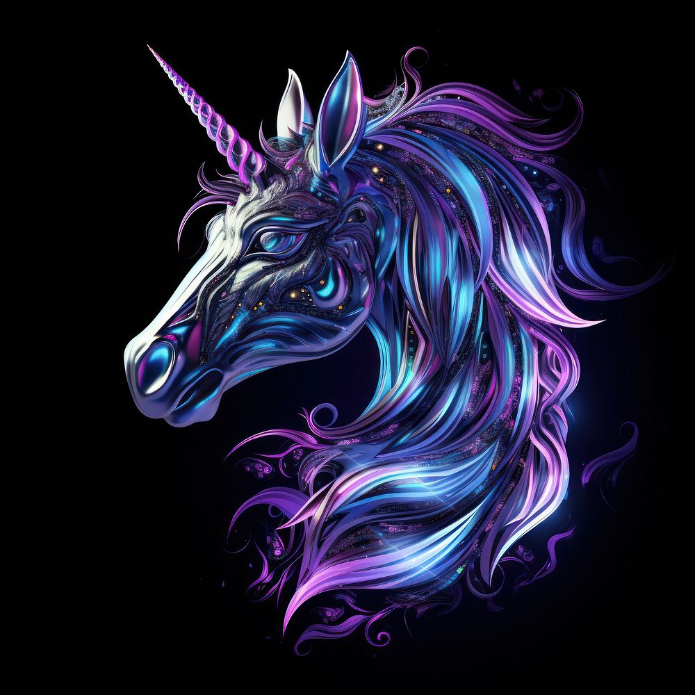Unicorn purple representation illuminated.
