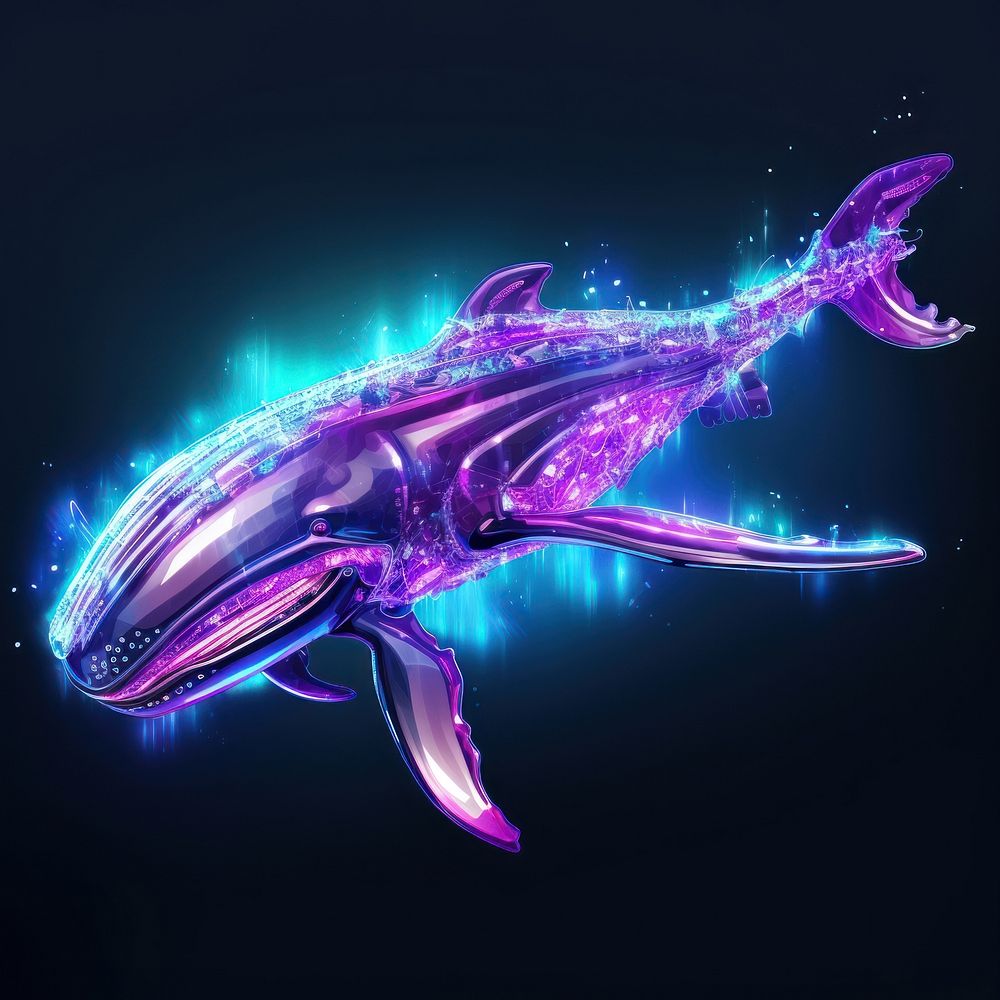 Whale animal fish illuminated.
