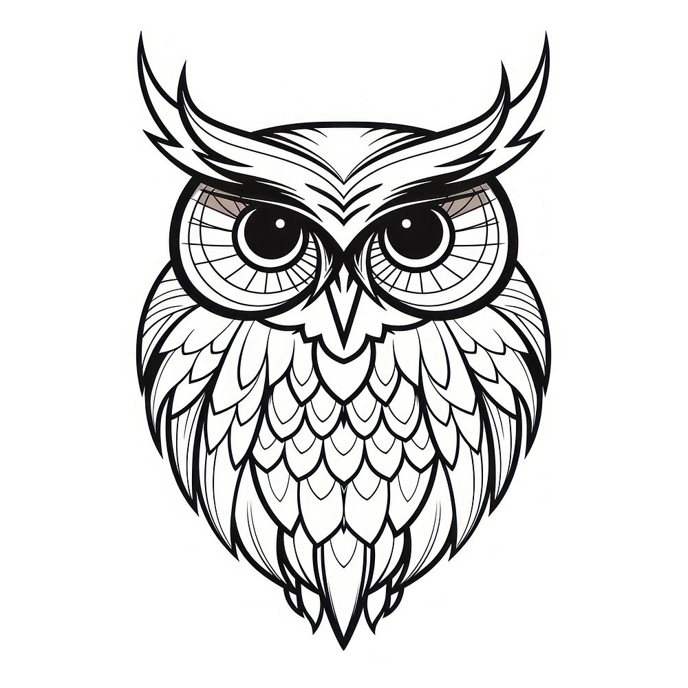Owl sketch drawing line.