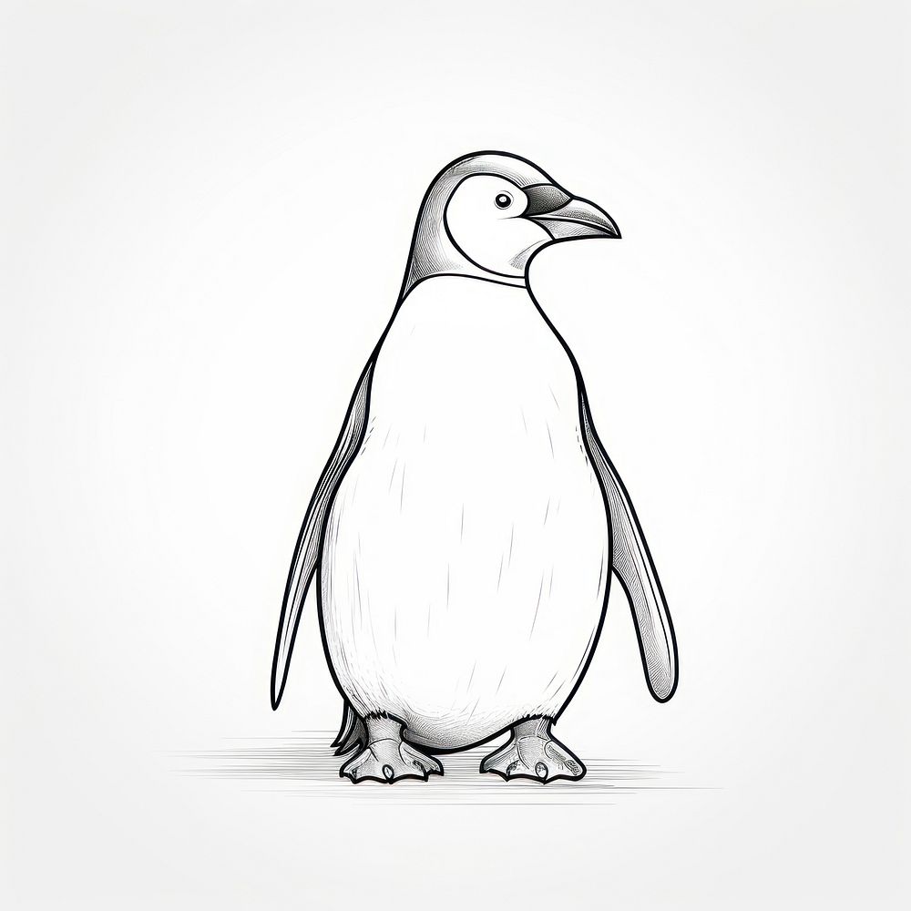 Penguin sketch drawing animal.