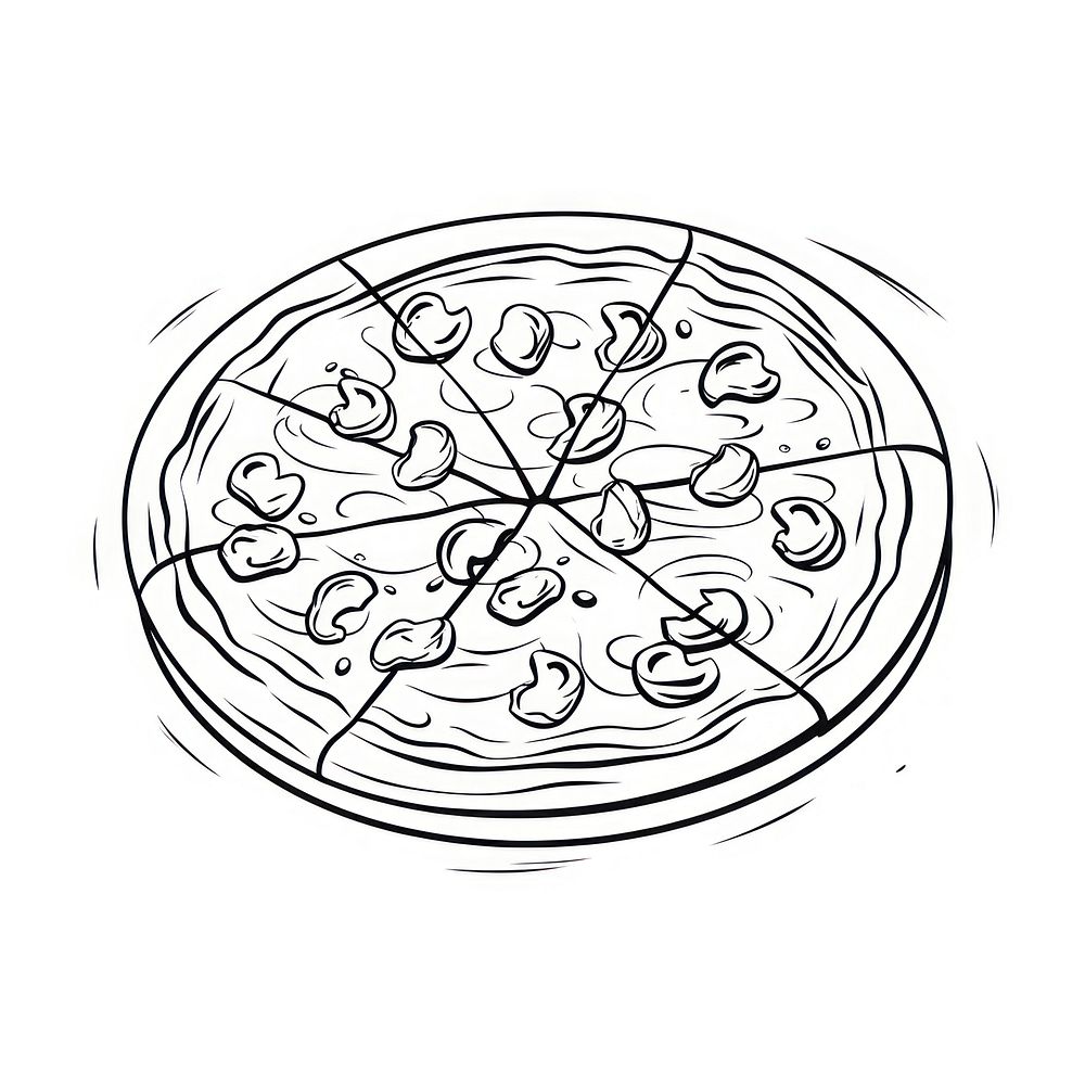 Pizza sketch drawing line.