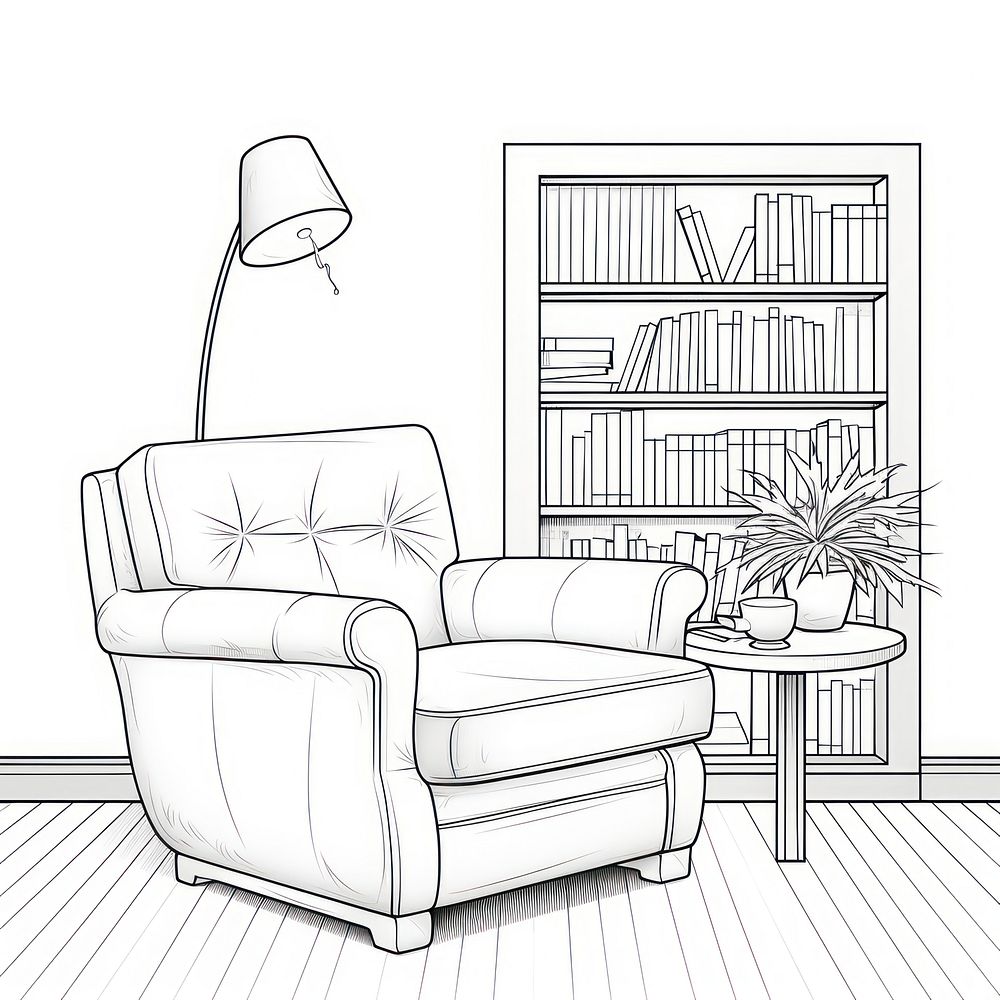 Reading room sketch furniture armchair.