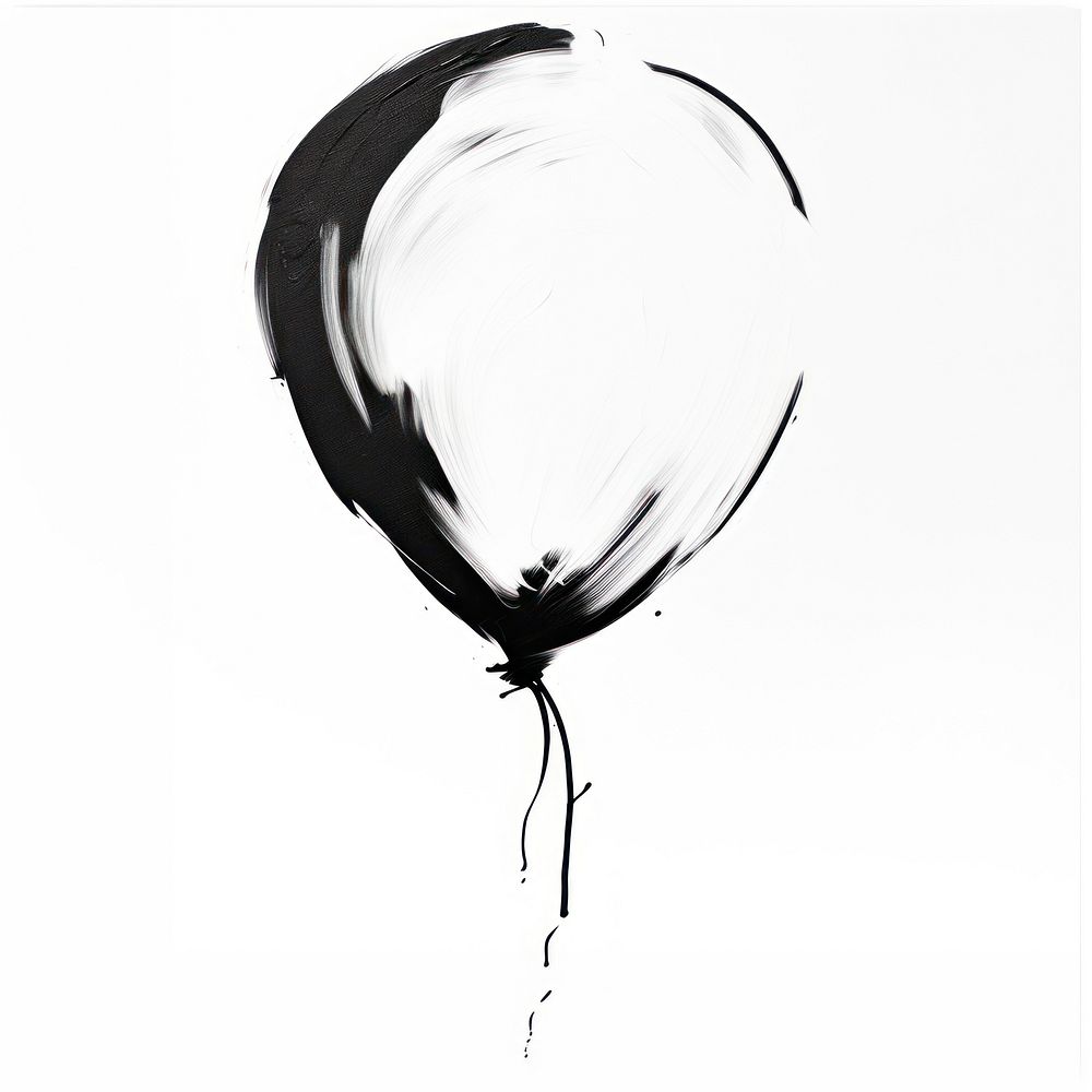 Stroke outline of simple balloon in style chinese ink brush stroke drawing sketch black.