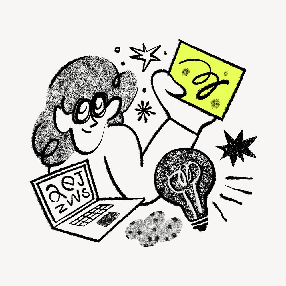 Digital marketing sketchy character doodle illustration