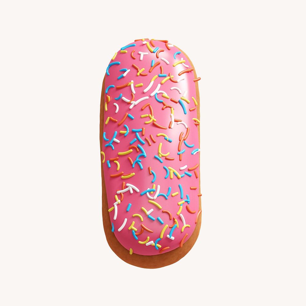 Letter I, 3D alphabet pink donut illustration