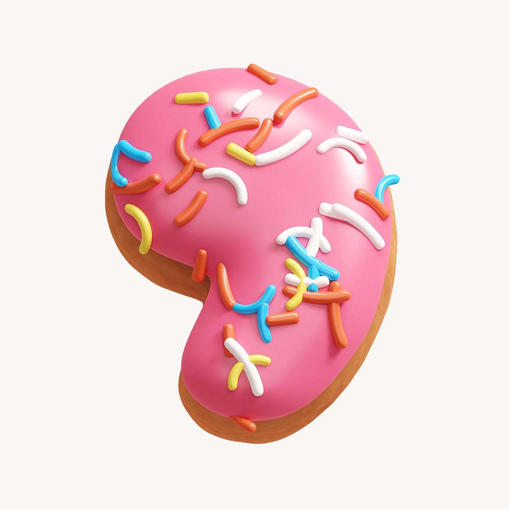Apostrophe sign, 3D pink donut illustration
