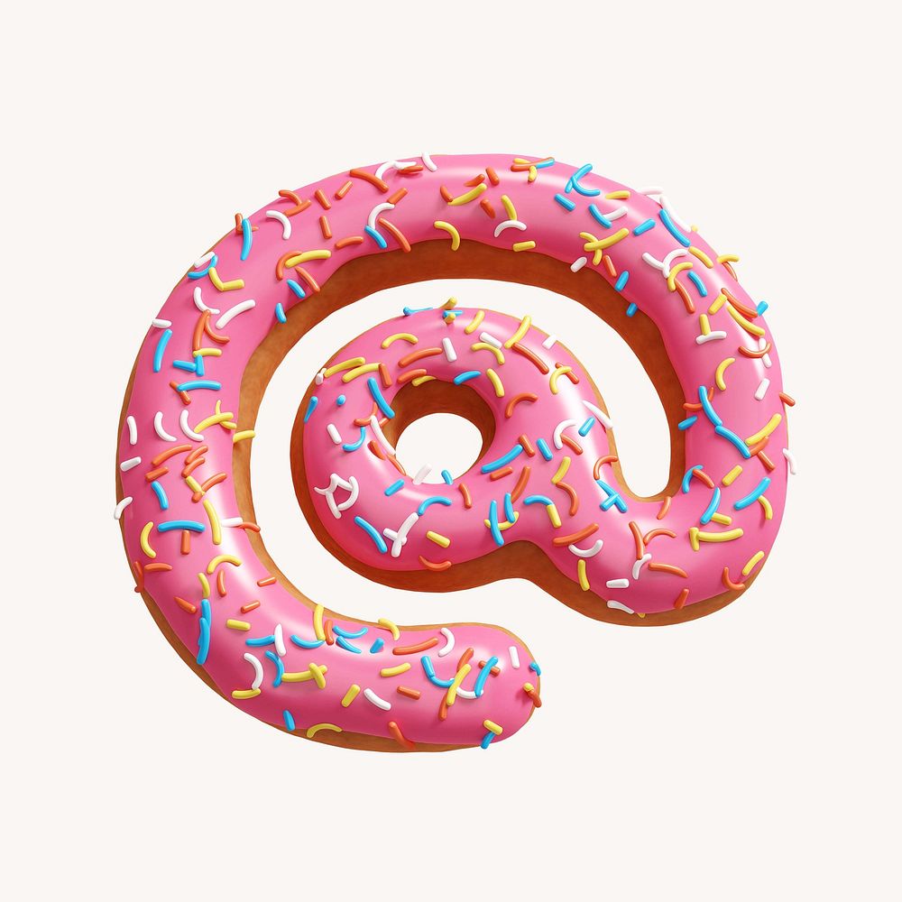 At the rate sign, 3D pink donut illustration