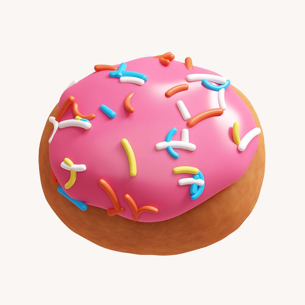Dot, 3D pink donut illustration