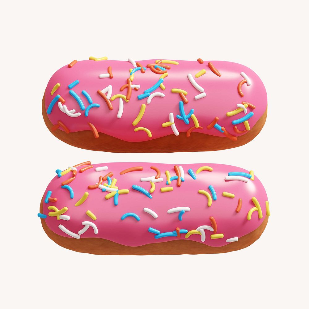 Equal sign, 3D pink donut illustration