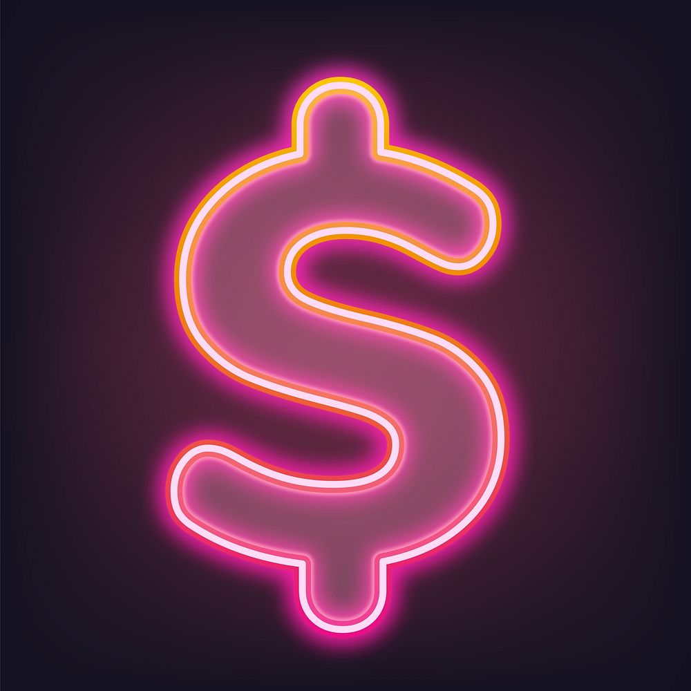 Dollar sign pink neon illustration