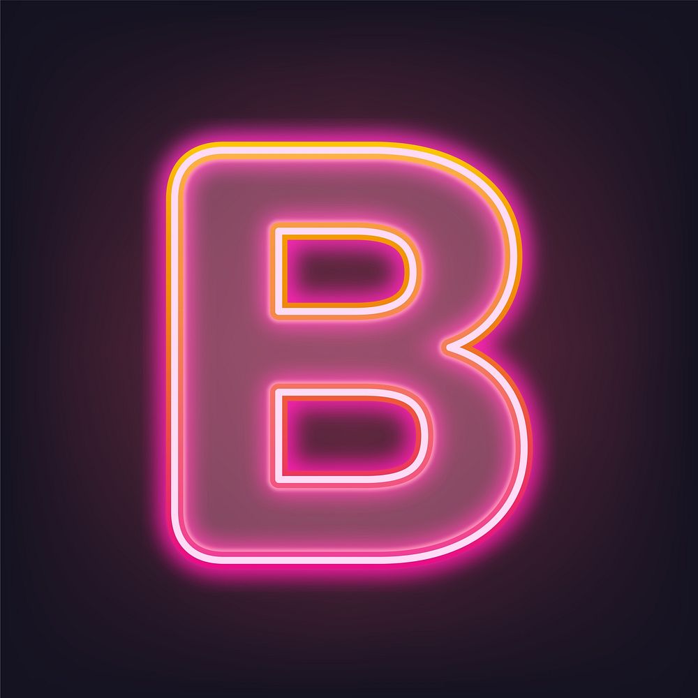 Letter B pink neon illustration
