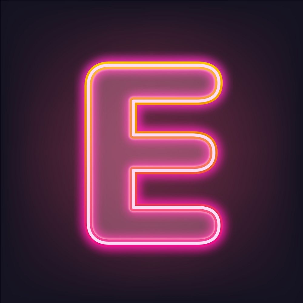 Letter E pink neon illustration