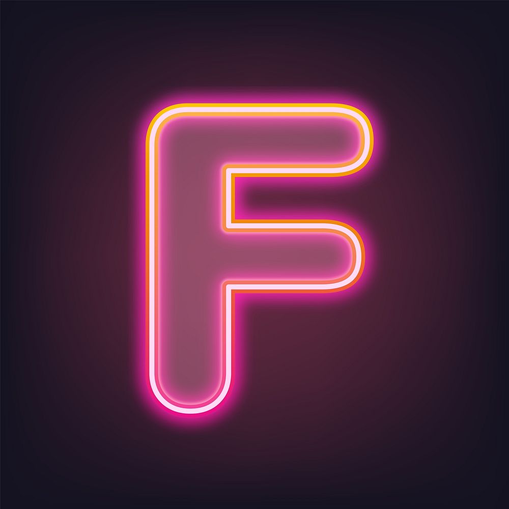 Letter F pink neon illustration
