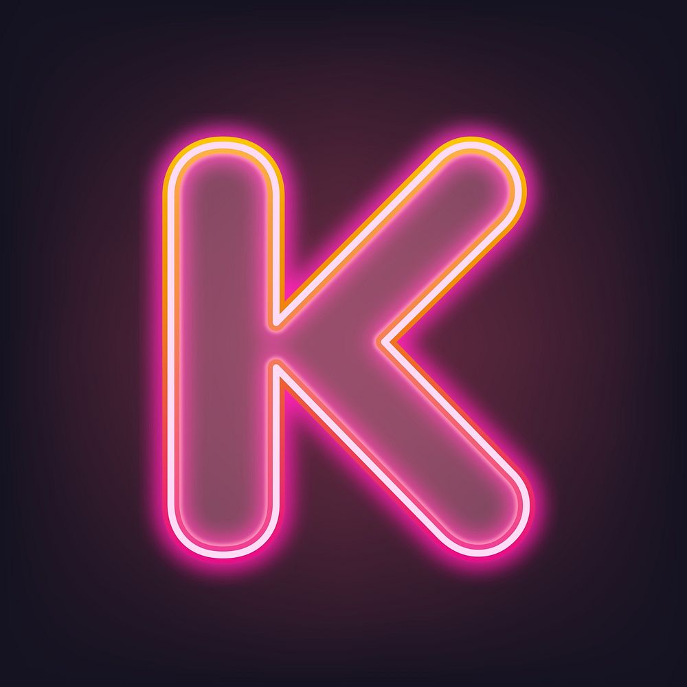 Letter K pink neon illustration