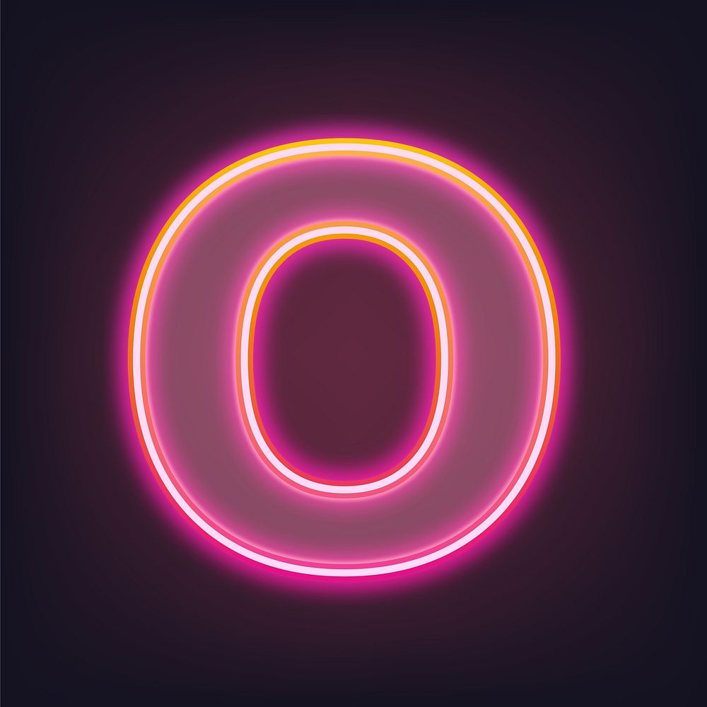 Letter O pink neon illustration