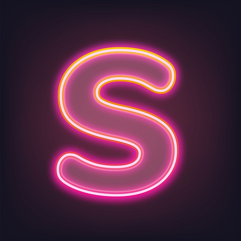 Letter S pink neon illustration