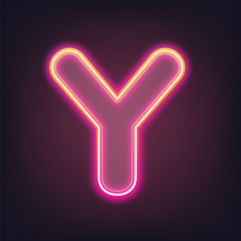 Letter Y pink neon illustration