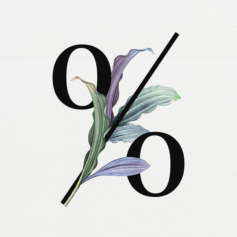 Floral percentage sign digital art illustration